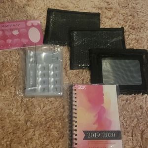 Mary Kay mirrors, planner, and 15 tester trays